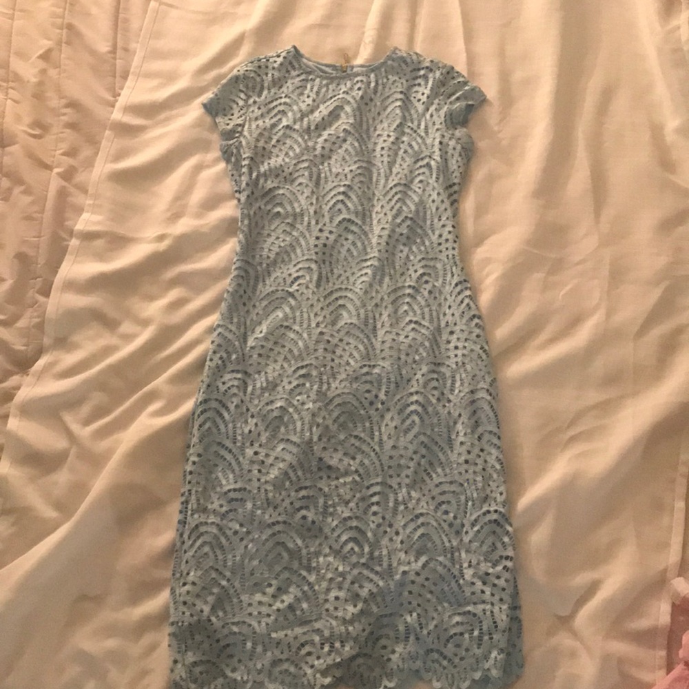 Blue lace midi dress